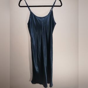 Elegant Deep Green Satin Slip Dress